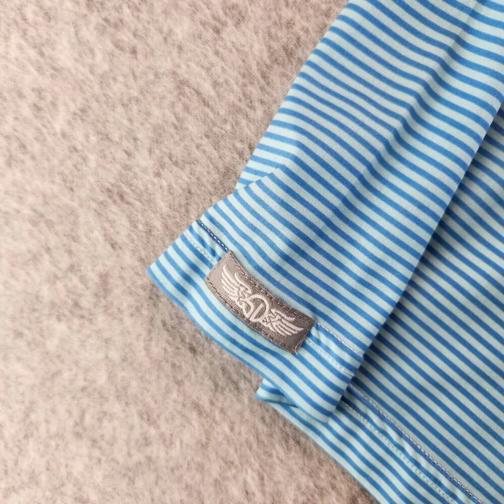 Straight Down Shirt Mens L Blue Striped Golf Performance Polo Ultralightweight - Picture 3 of 12